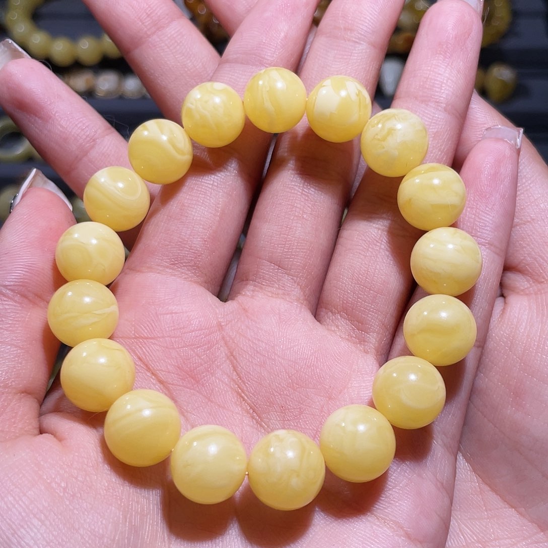 蜜蜡裸石未镶嵌满蜡精品手串