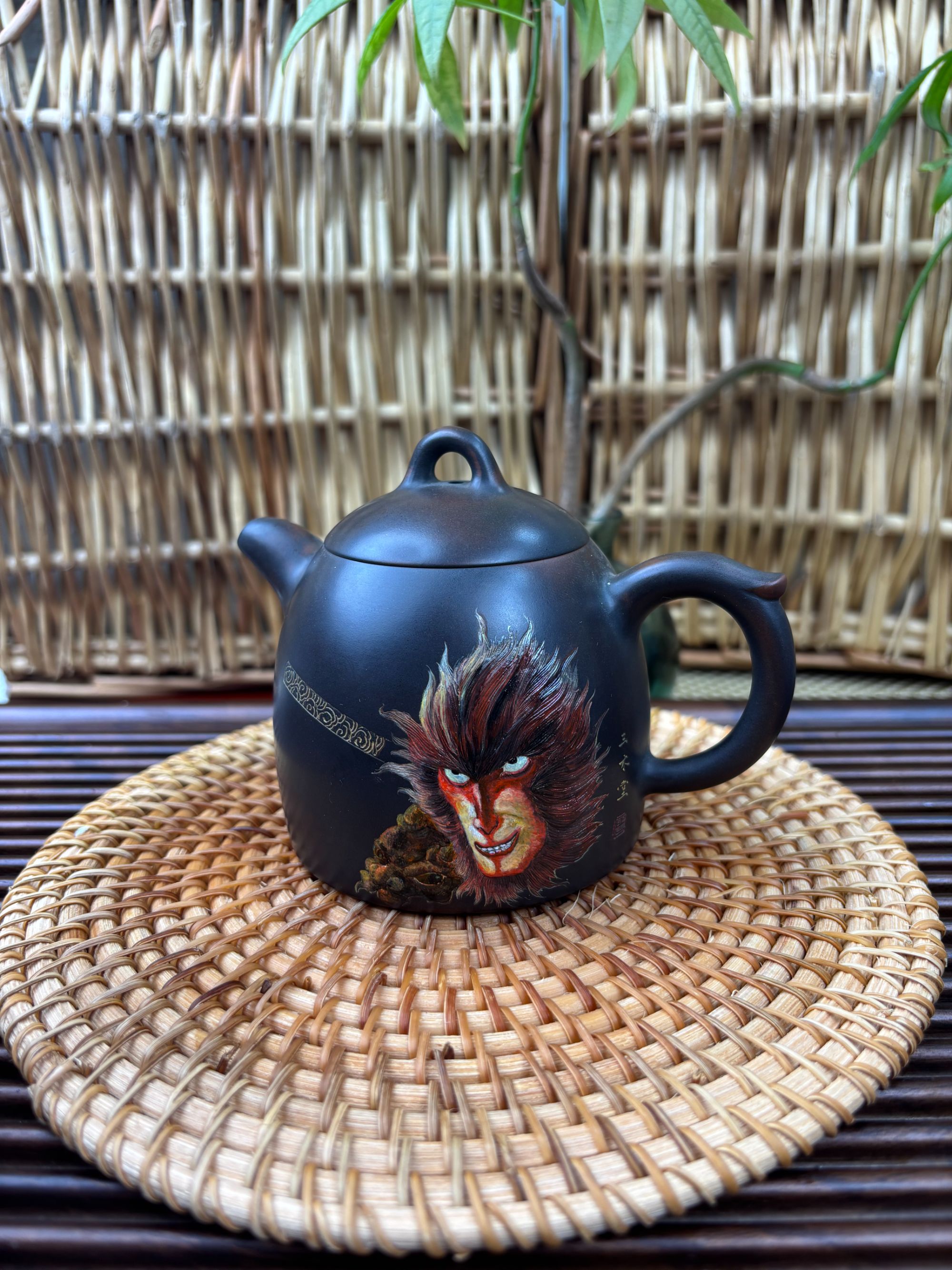 省级大师 廖家森浮雕大圣归秦权壶250cc广西钦州坭兴陶精品手工壶