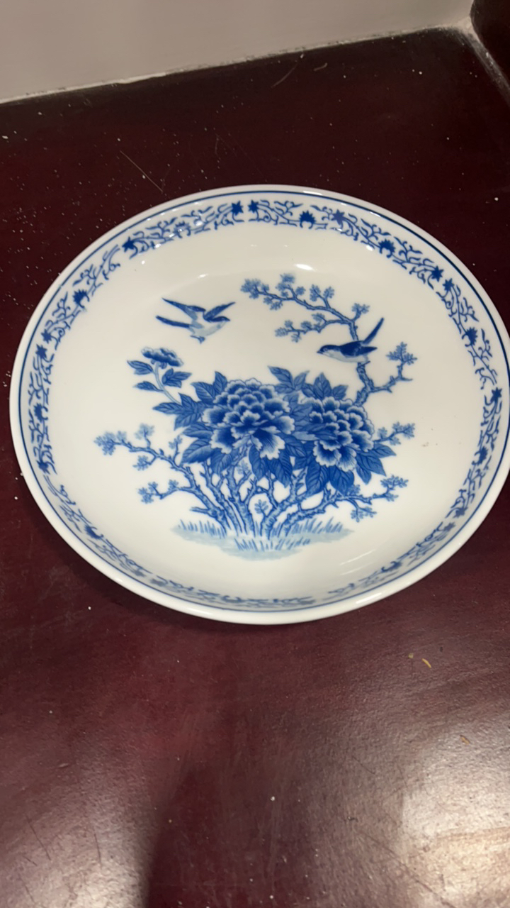 釉下五彩群力花鸟深盘20Cm