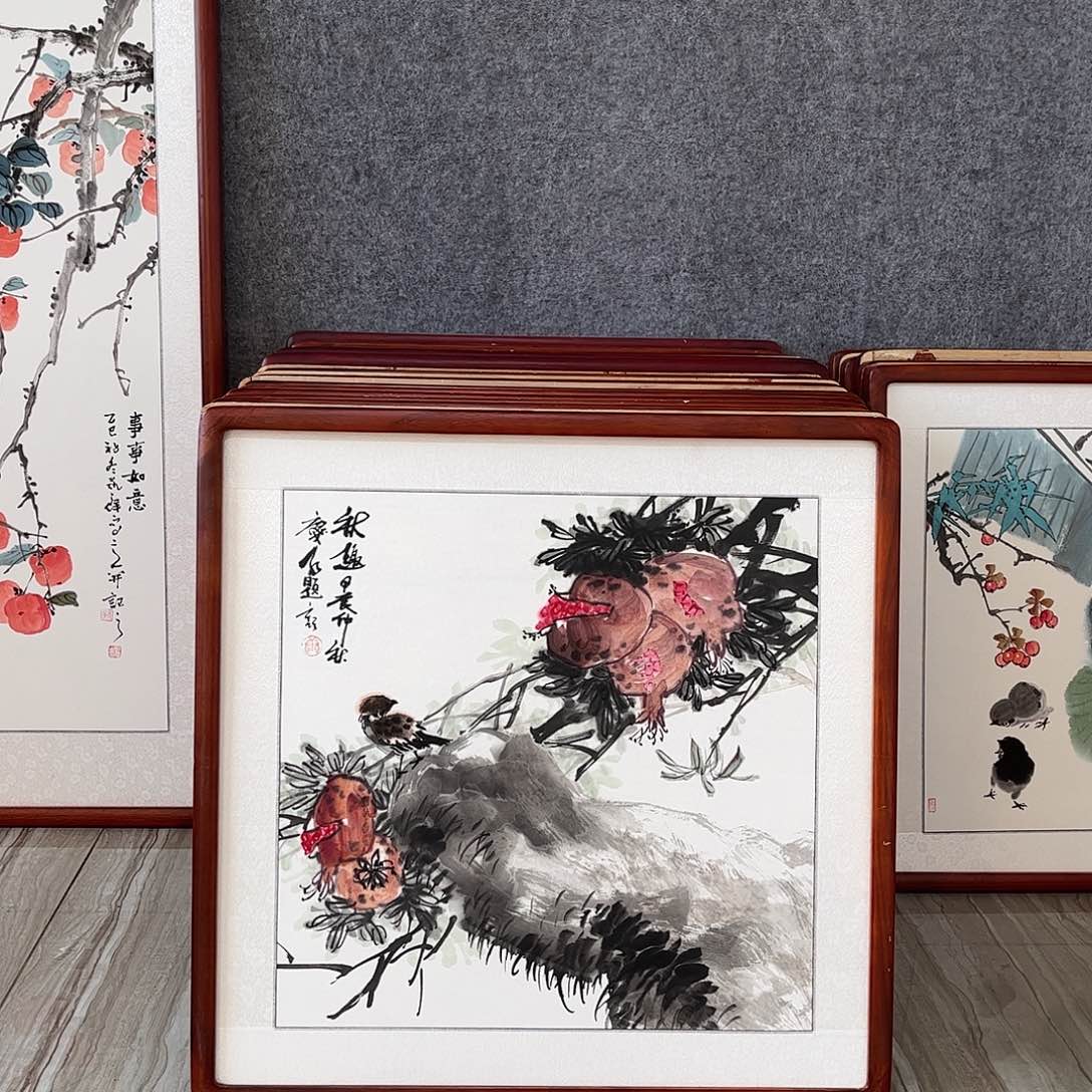 国画书画作品带框63×63