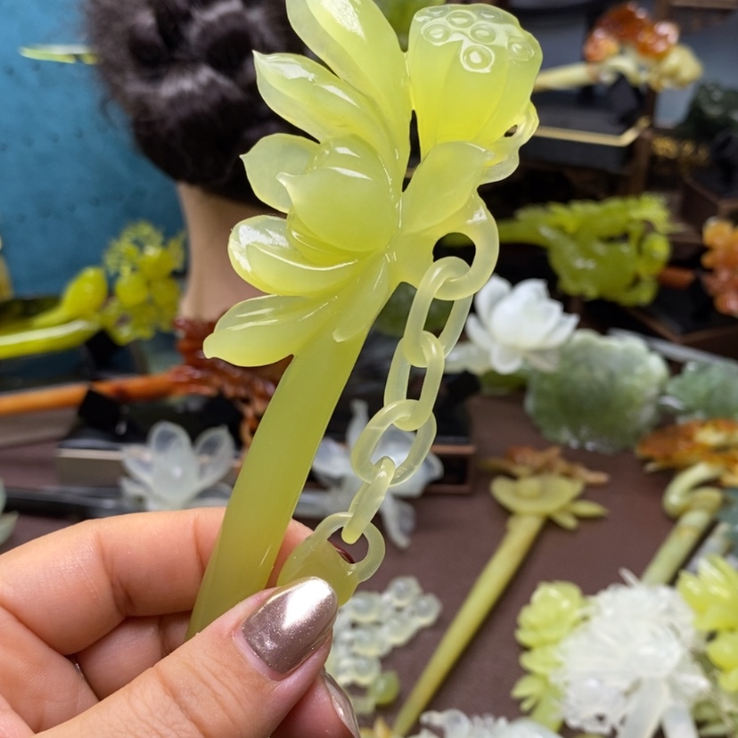 【闪购商品】岫玉发簪发簪盘发发簪未镶嵌紫**铃