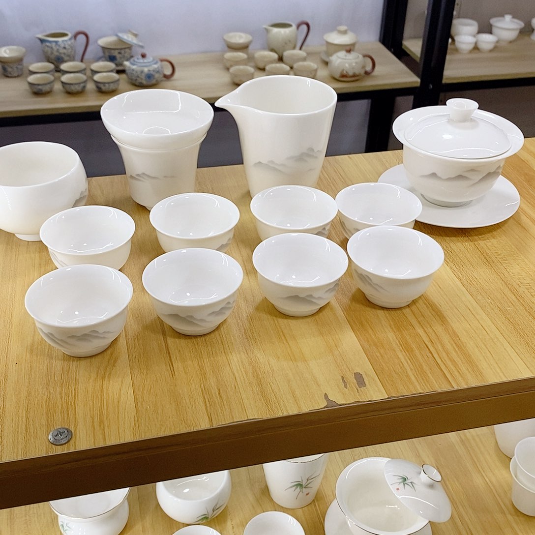 羊脂玉白瓷茶具套装茶具