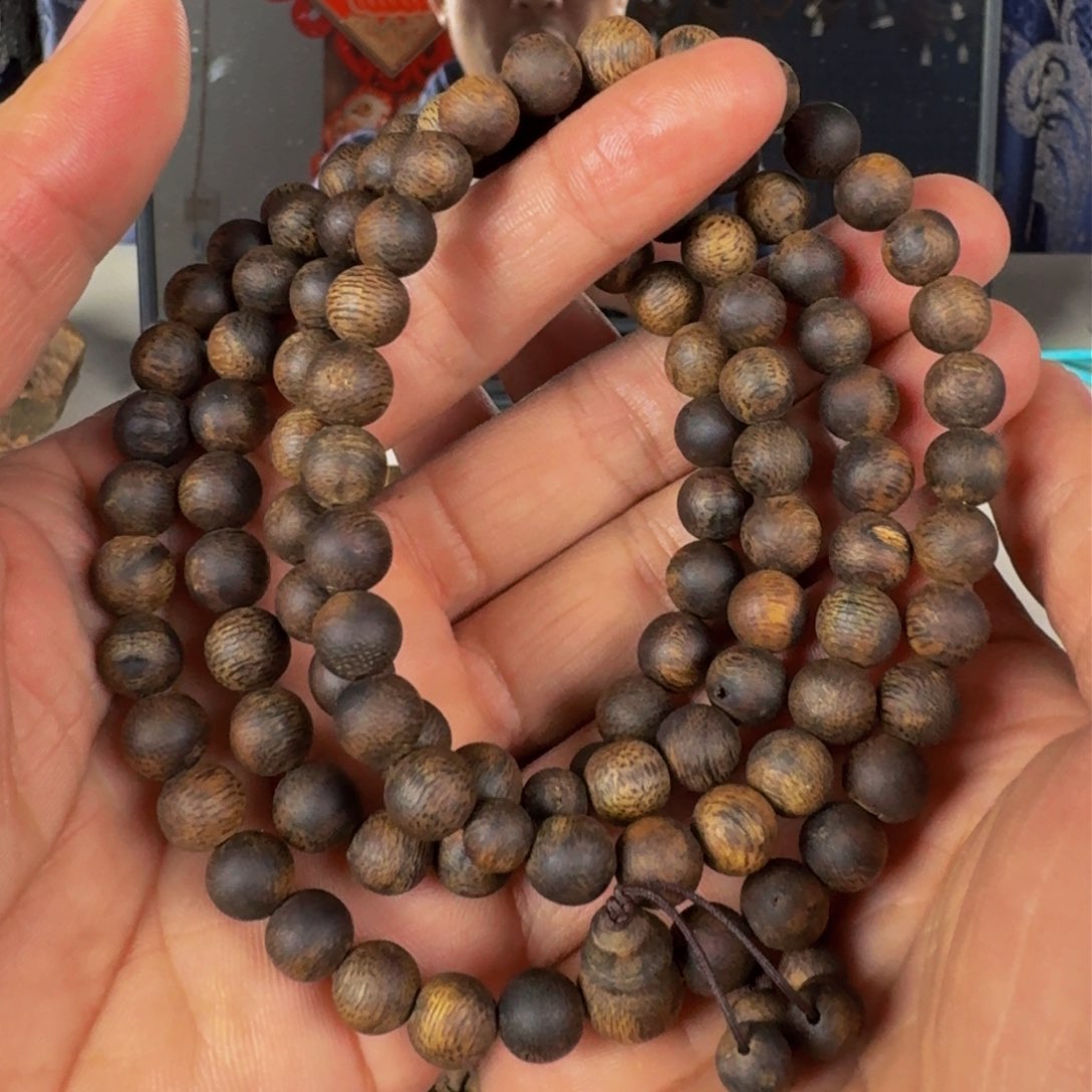 沉香手串白露九九沉圆珠多圈卡8+保34克