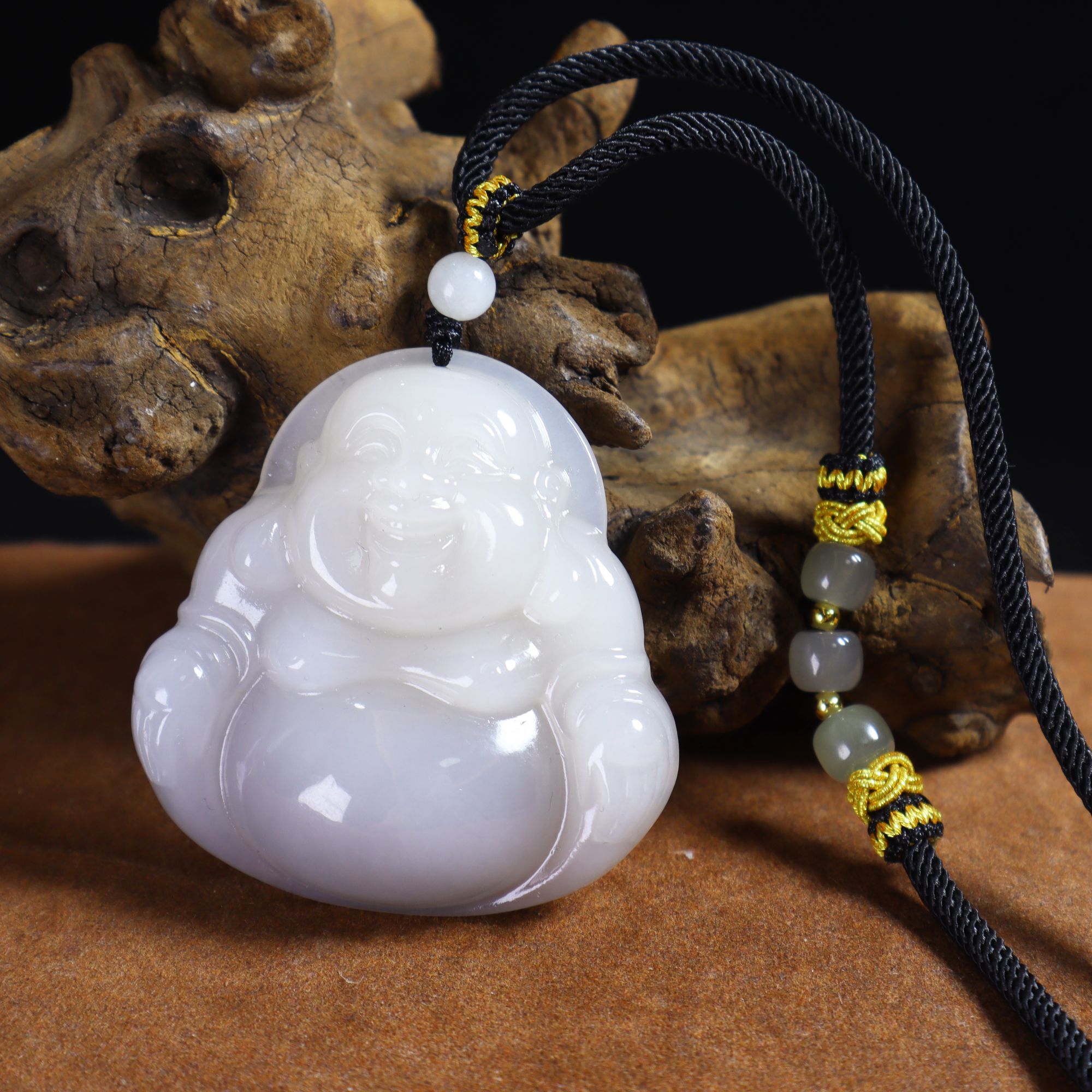 【周年庆限定】 和田玉藕粉佛公吊坠套链丨天然玉石丨多样性发一