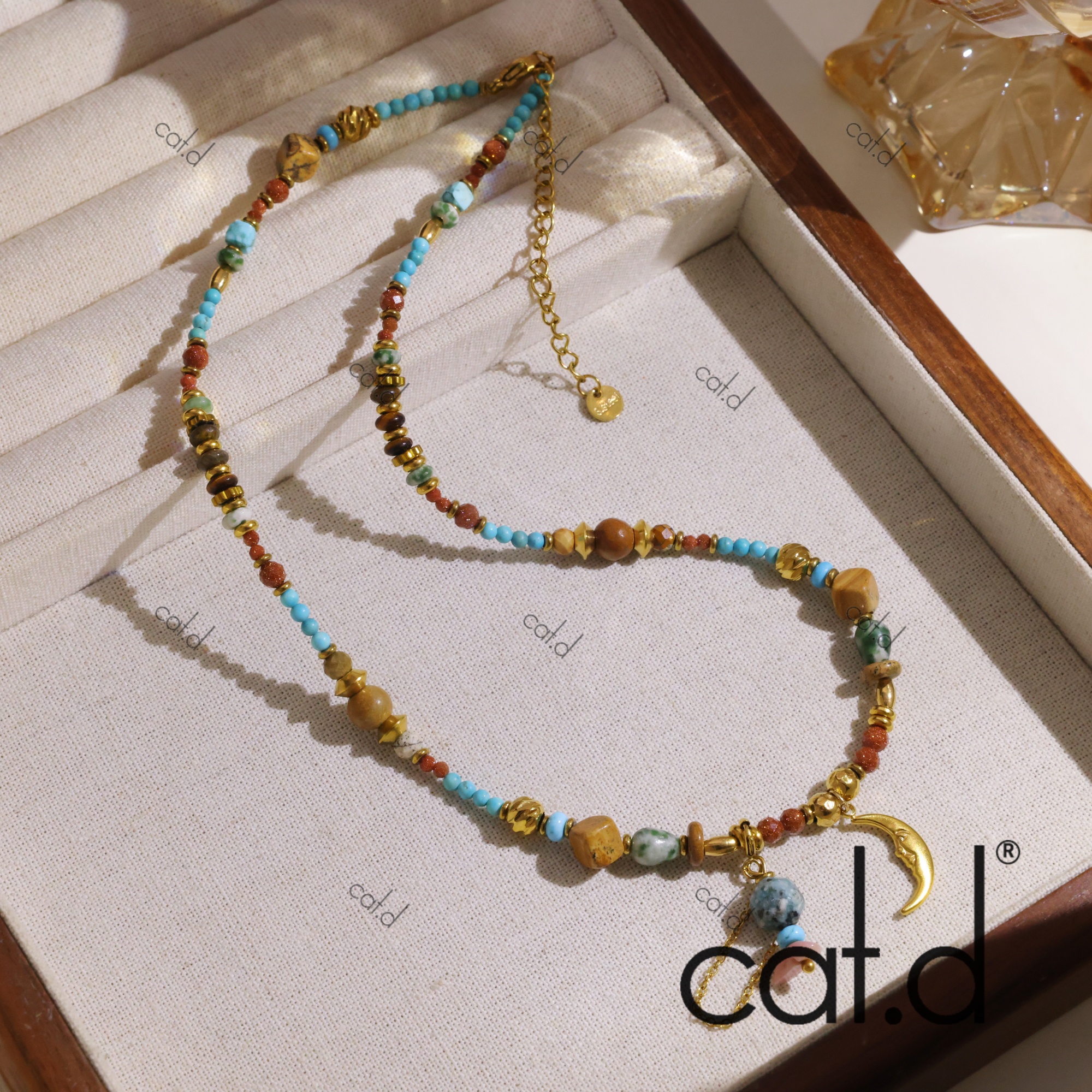 钛钢项链 X0036《日月星辰》南法风复古手工百搭串珠项链