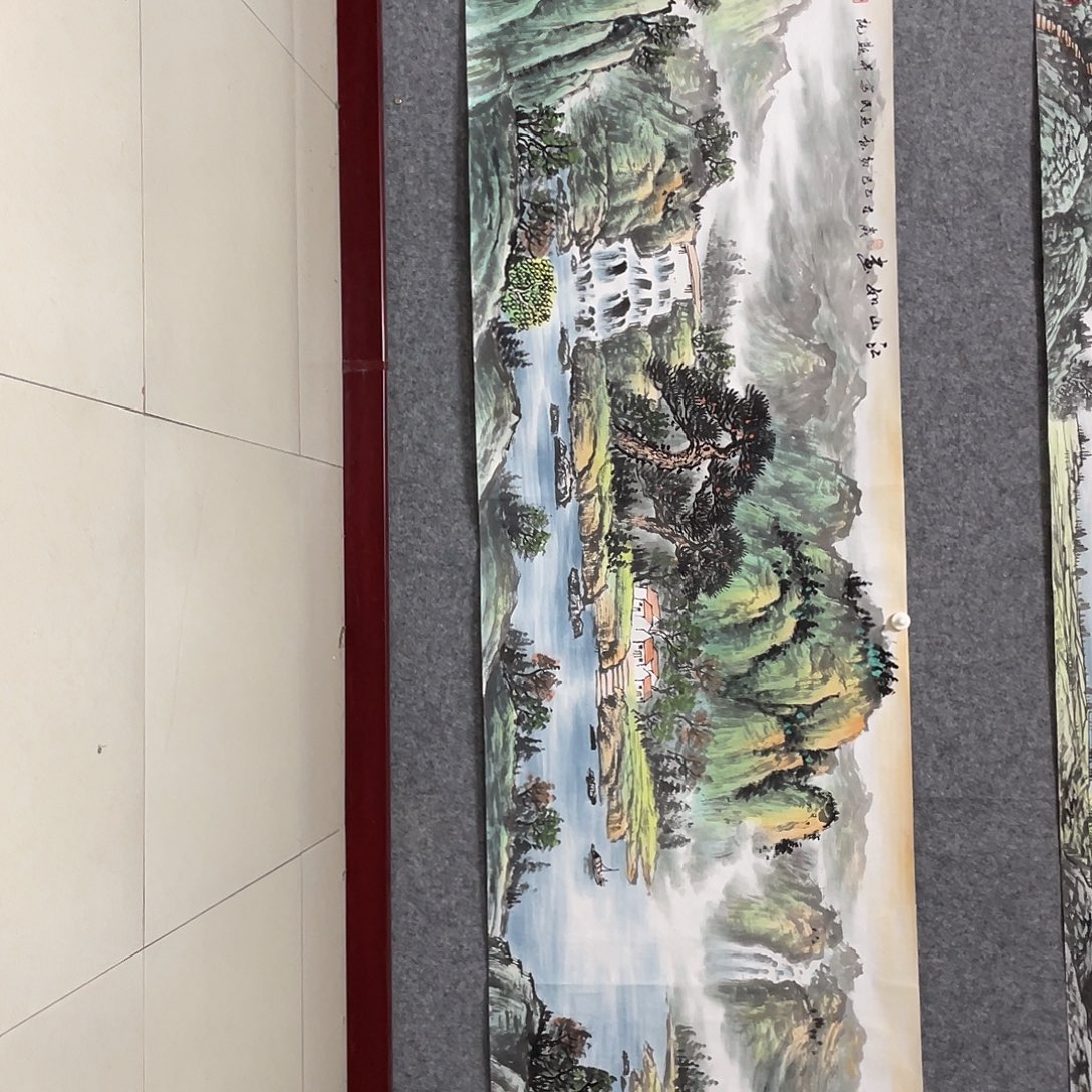 蒙***晓国画八尺对开画芯 捡漏