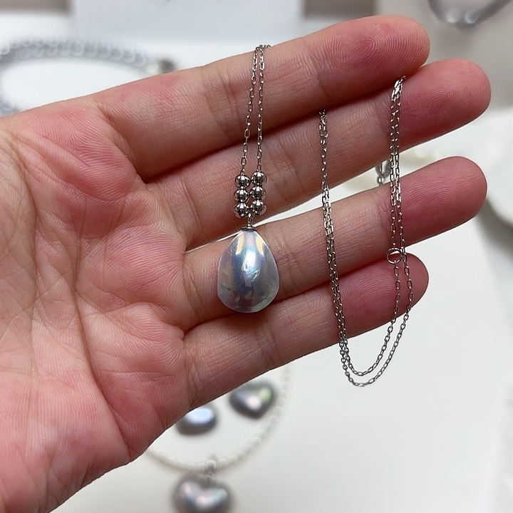 颈饰拼合珍珠（马贝珠）银S925镶嵌