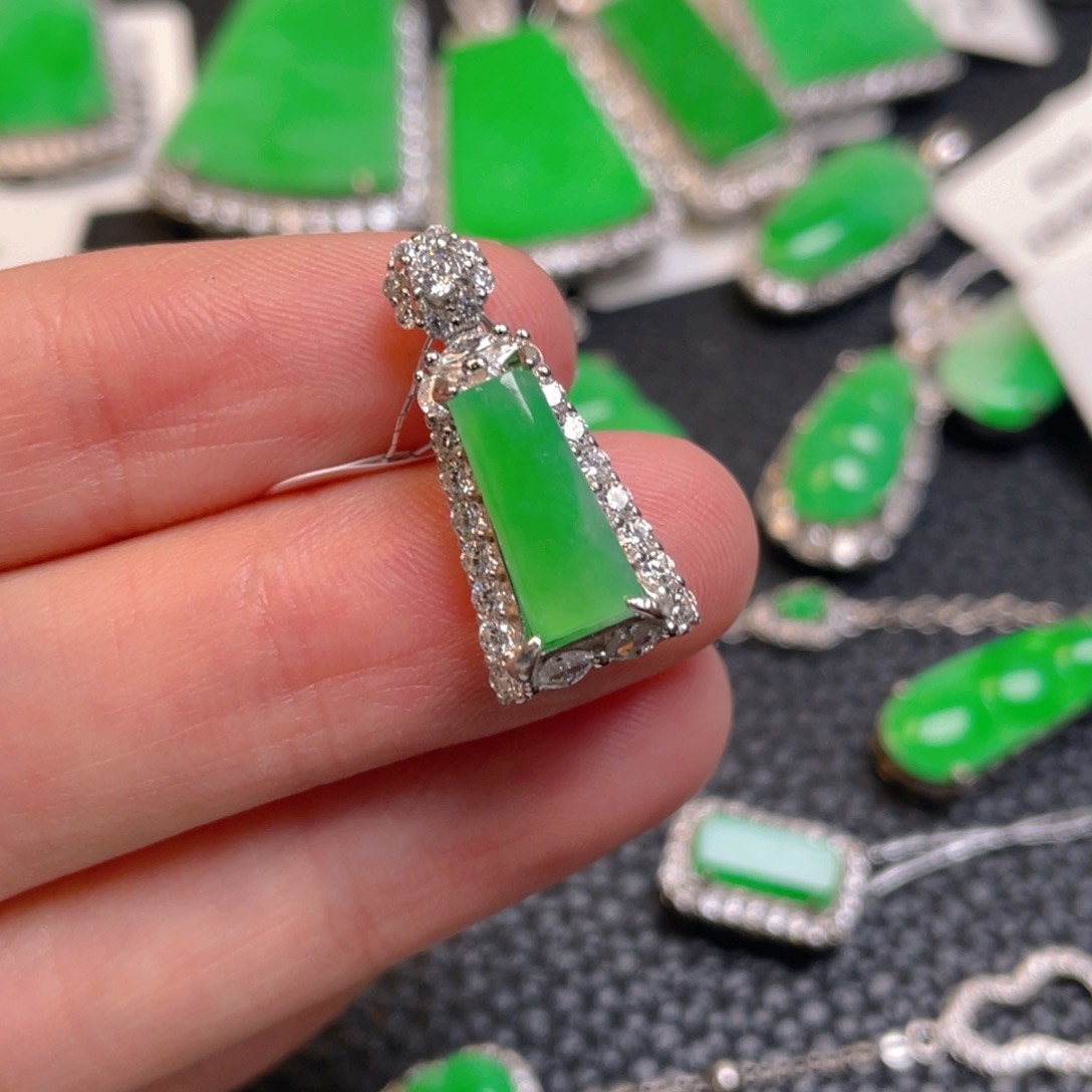 翡翠银S925镶嵌吊坠(不含链)