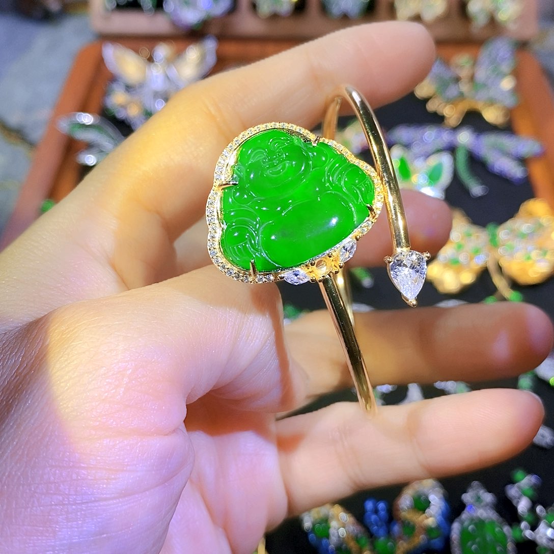 吊坠(不含链)银S925镶嵌翡翠