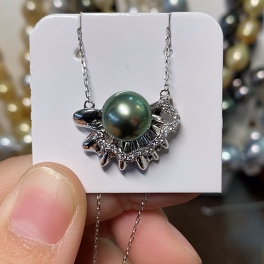 海水珍珠颈饰银S925镶嵌9-10