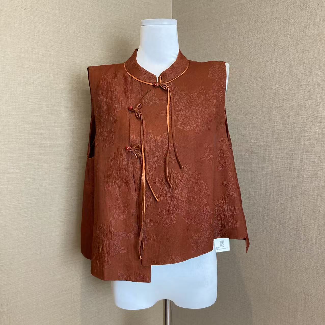 红云纱不规则马甲上衣手工民族风新款11LYSY0205