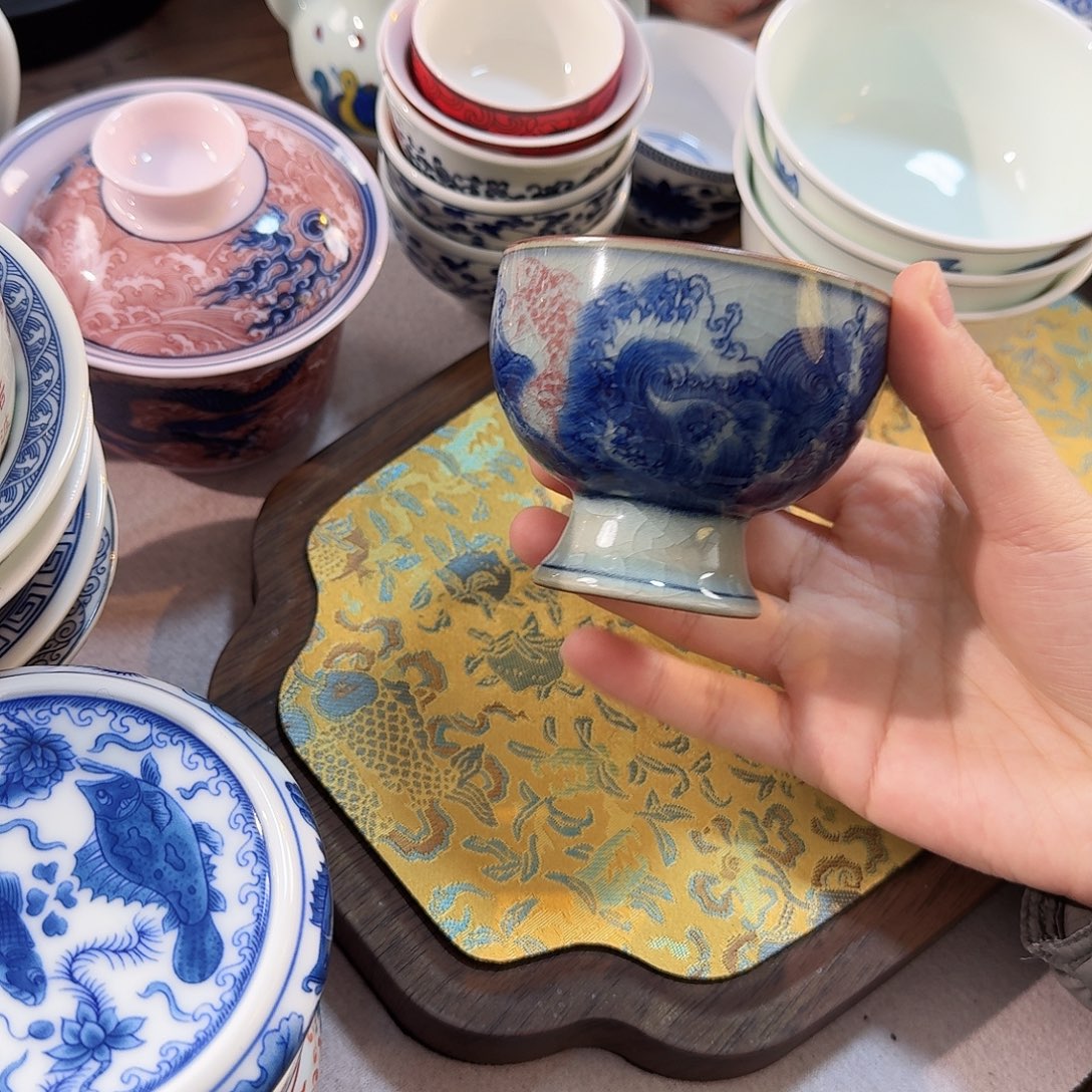 陶其他鱼跃龙门高足杯
