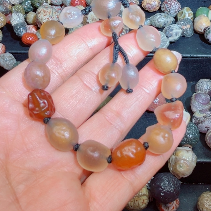 玛瑙/玉髓手链银S925镀金镶嵌