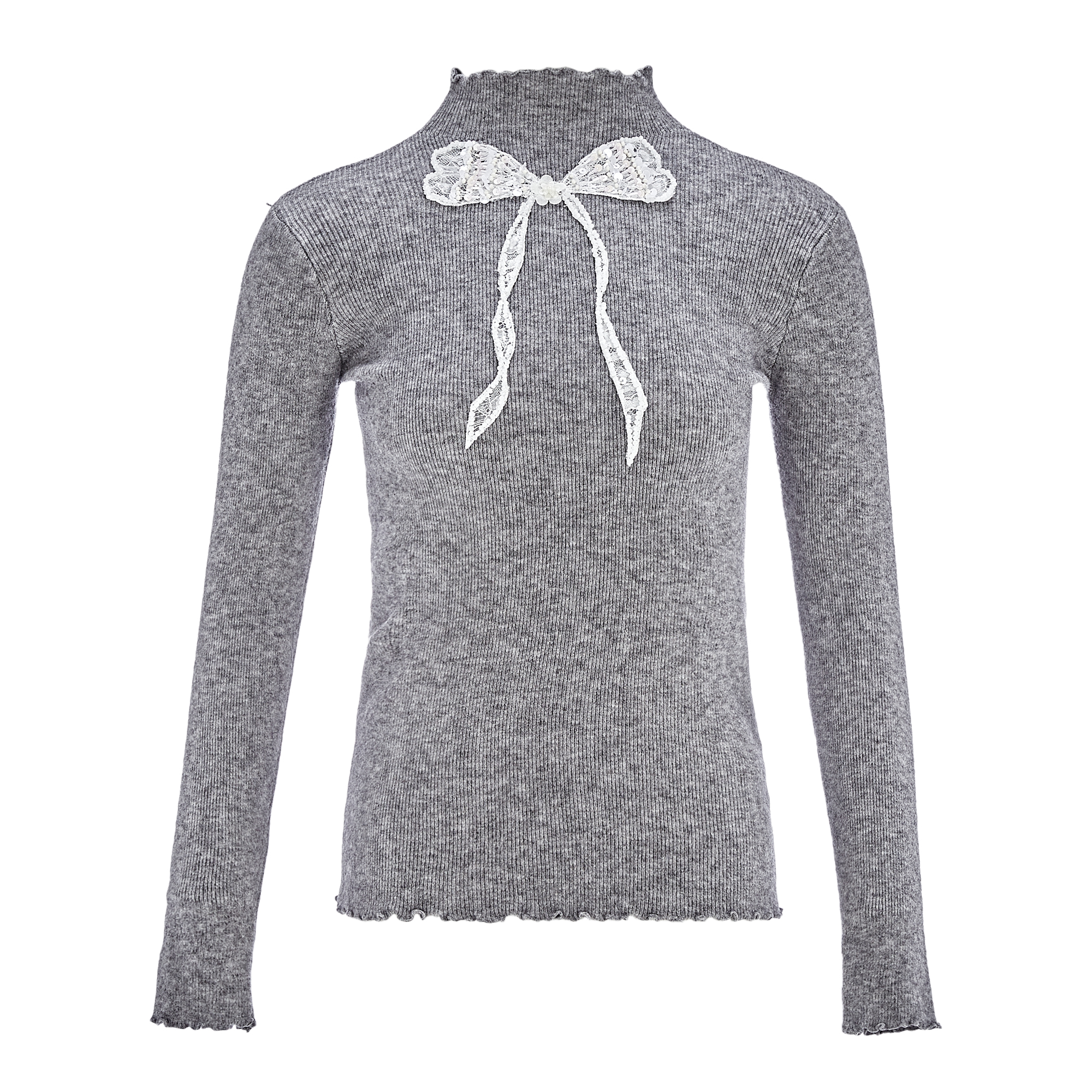 MeByMarieElie【希生羽翼】中领蝴蝶结钉珠毛衫EAF44E91211