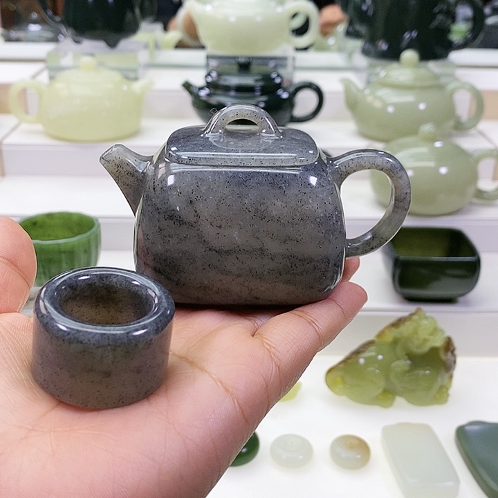 未镶嵌和田玉挂件大*子茶壶 扳指