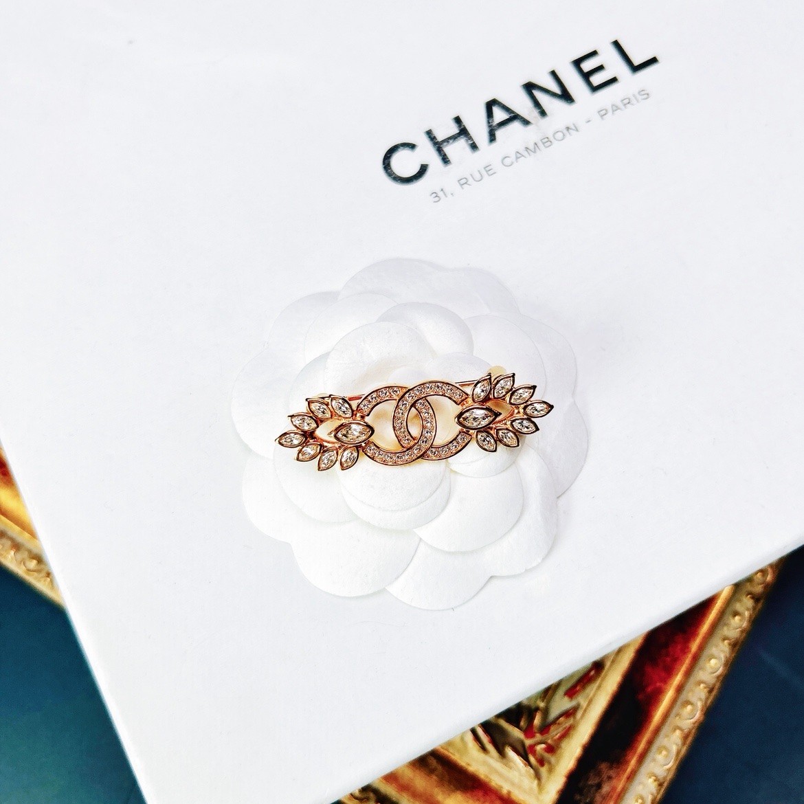 95新 Chanel/香奈儿 柚礼中古/香奈儿麦穗双c胸针lz512332