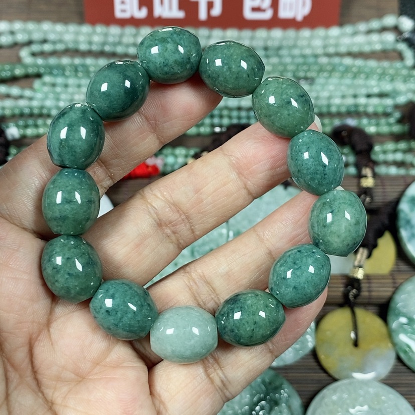 【闪购商品】翡翠颈饰未镶嵌玉手链翡翠玉卡13.8男款