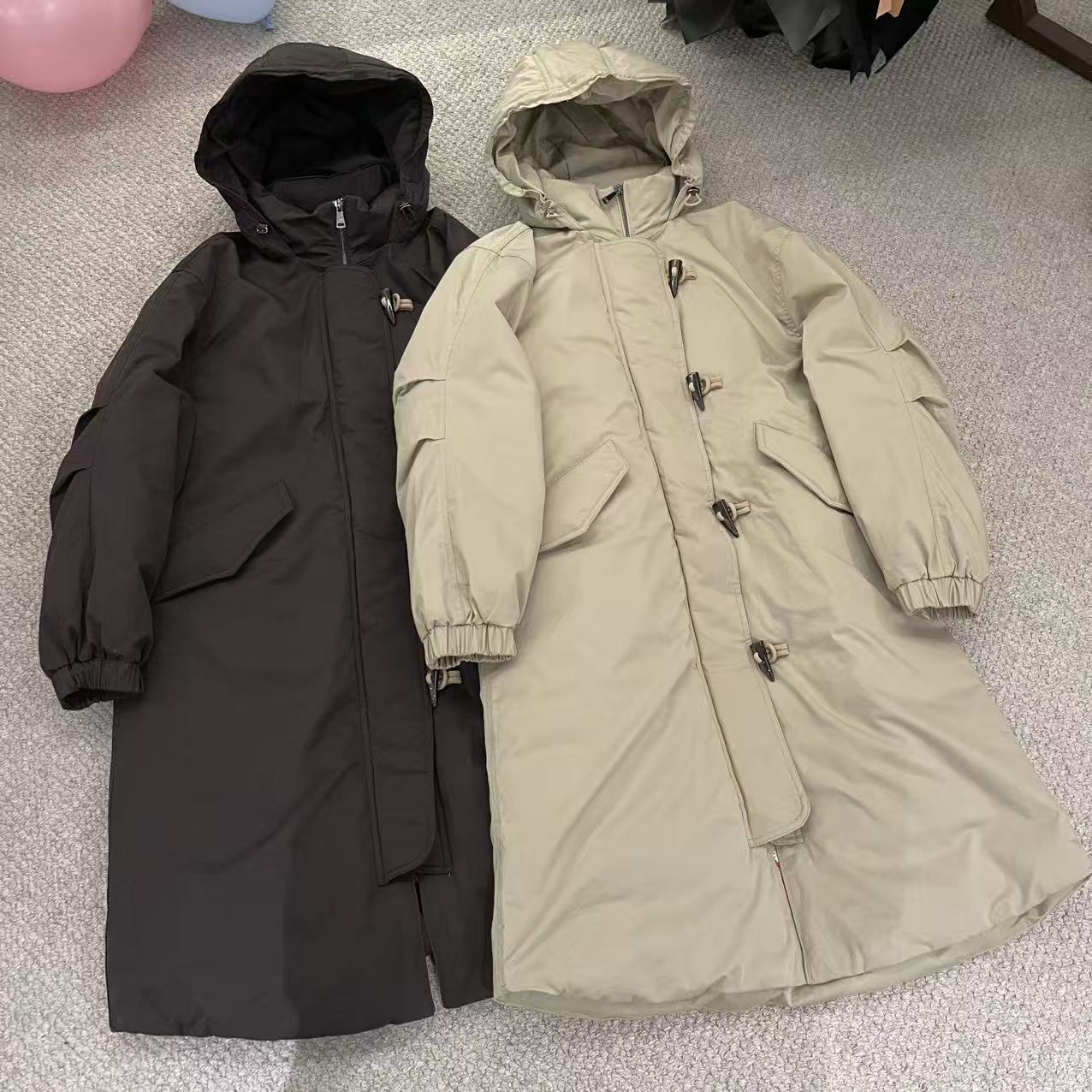 新款气质休闲韩版简约长款连帽羽绒服Y249212