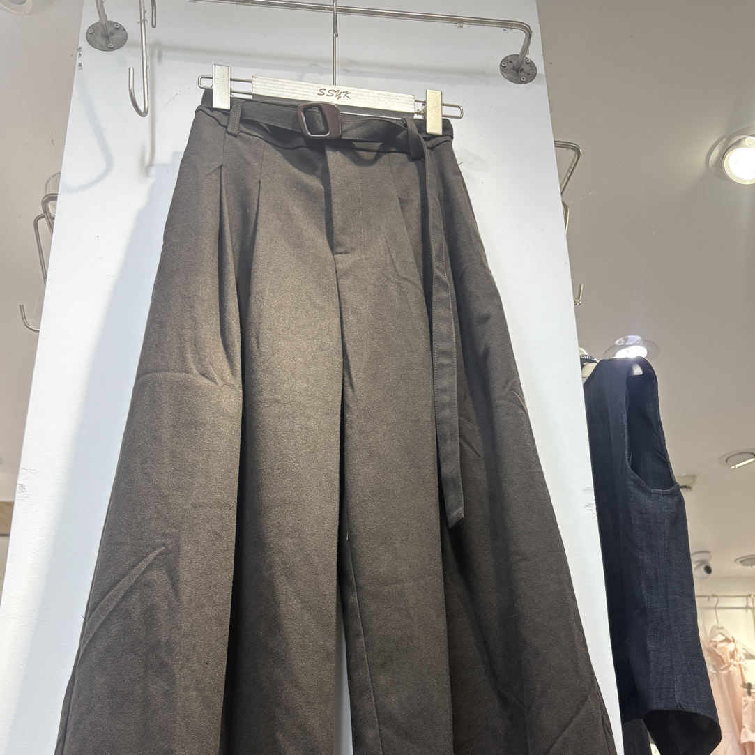 早秋新款高腰百搭显瘦休闲阔腿裤带腰带设计