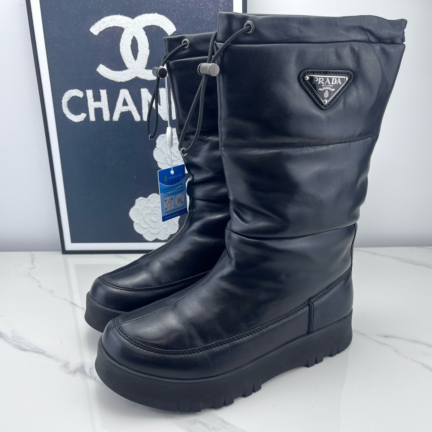 99新 Prada/普拉达 prada普拉达 牛皮雪地靴 38码/jm02266