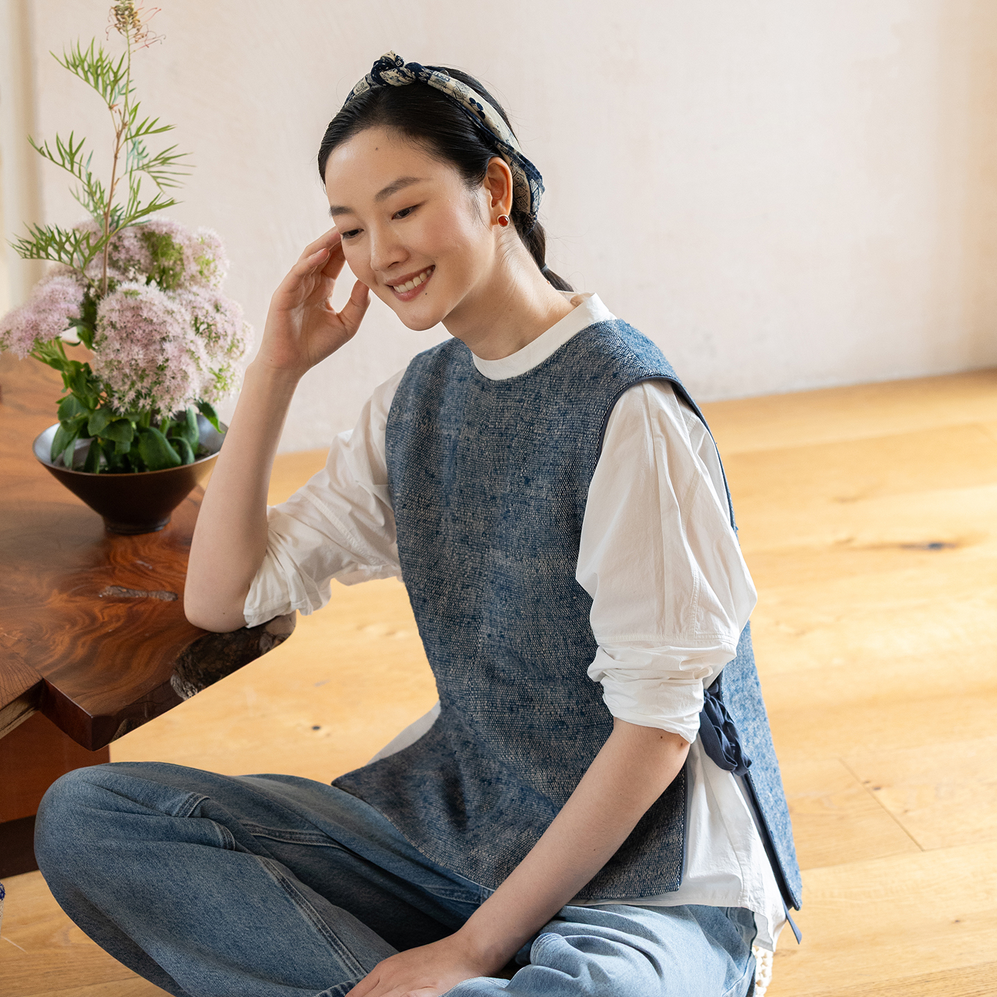 牧衣游原创 柞蚕丝混麻老布机织马夹原生质朴复古上衣 素心织光
