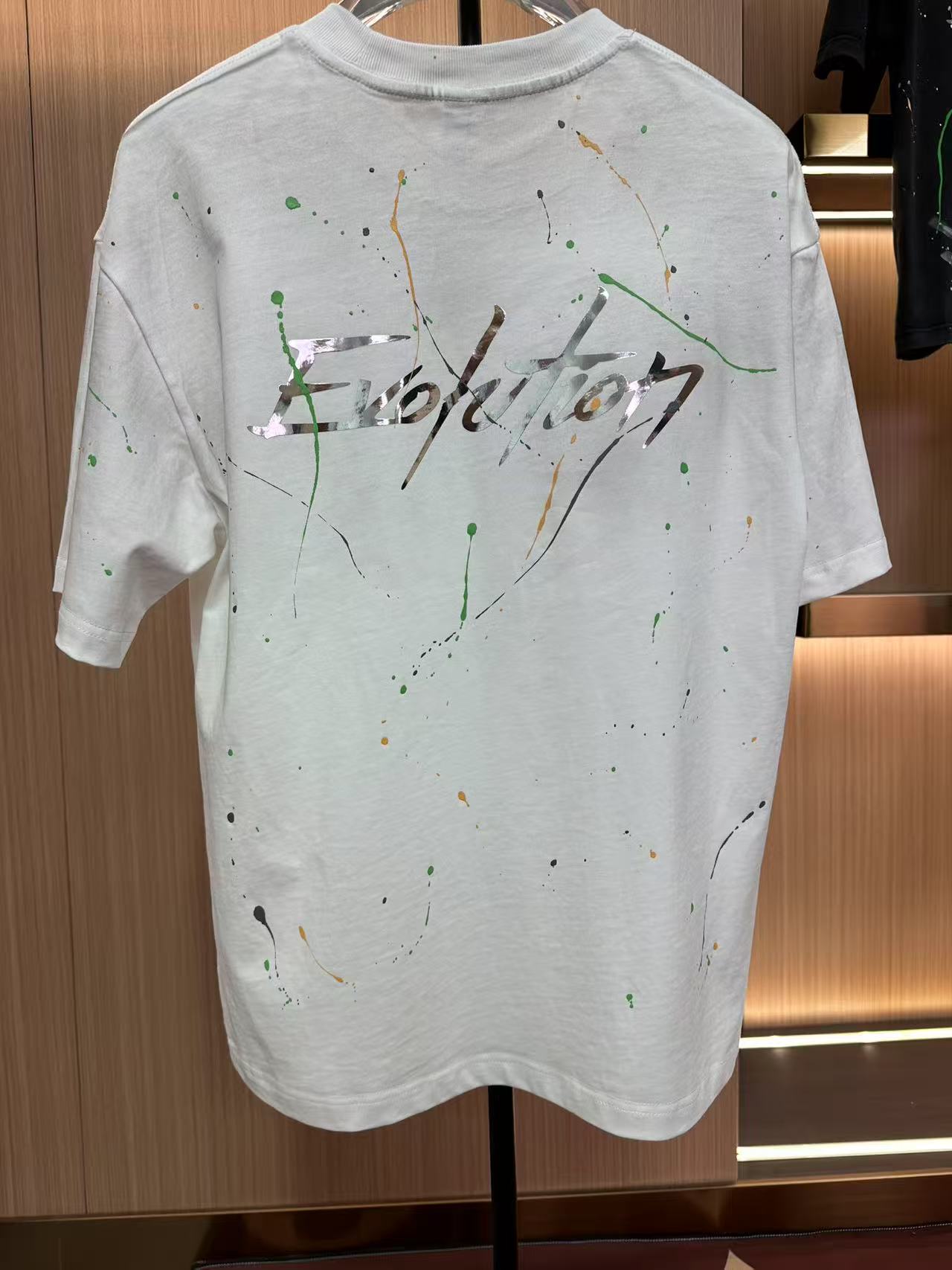 EvoIution泼墨白短袖T恤镭射纯棉日常潮流百搭