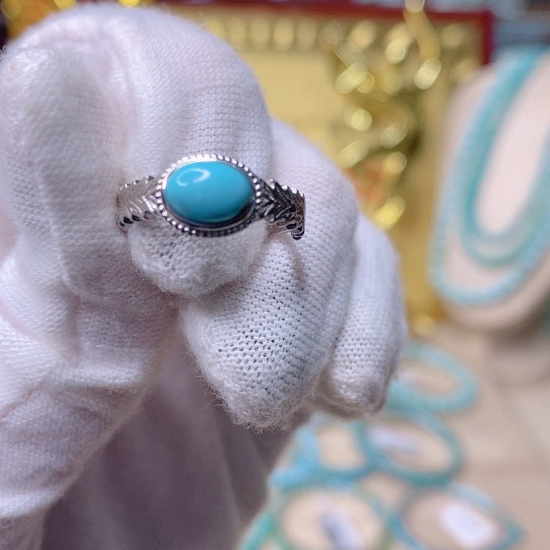 绿松石戒指银S925镶嵌