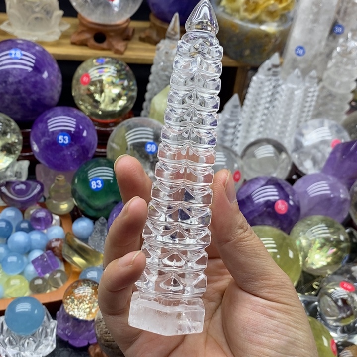 旺***旺石材天然白水晶文昌塔