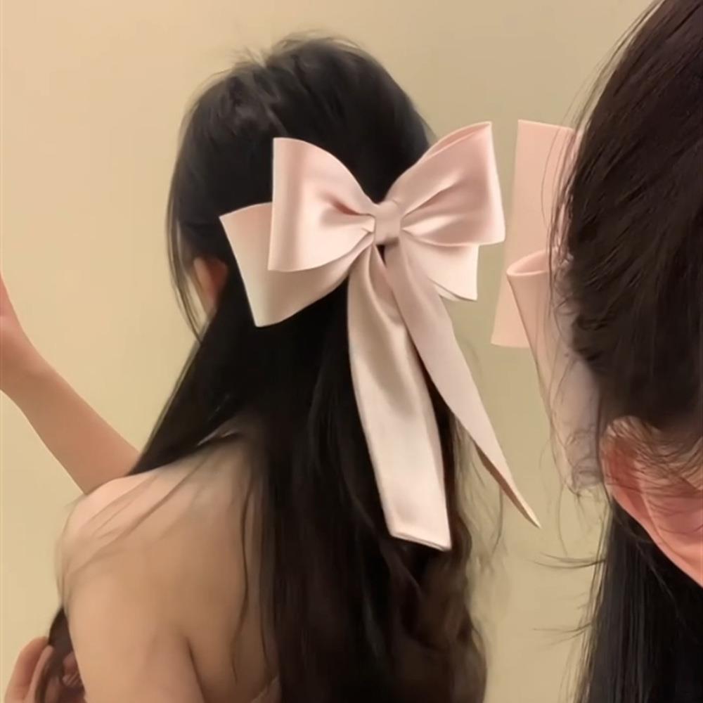 气质轻奢法式高级感缎面蝴蝶结发夹女超大号后脑勺半扎百搭头饰潮