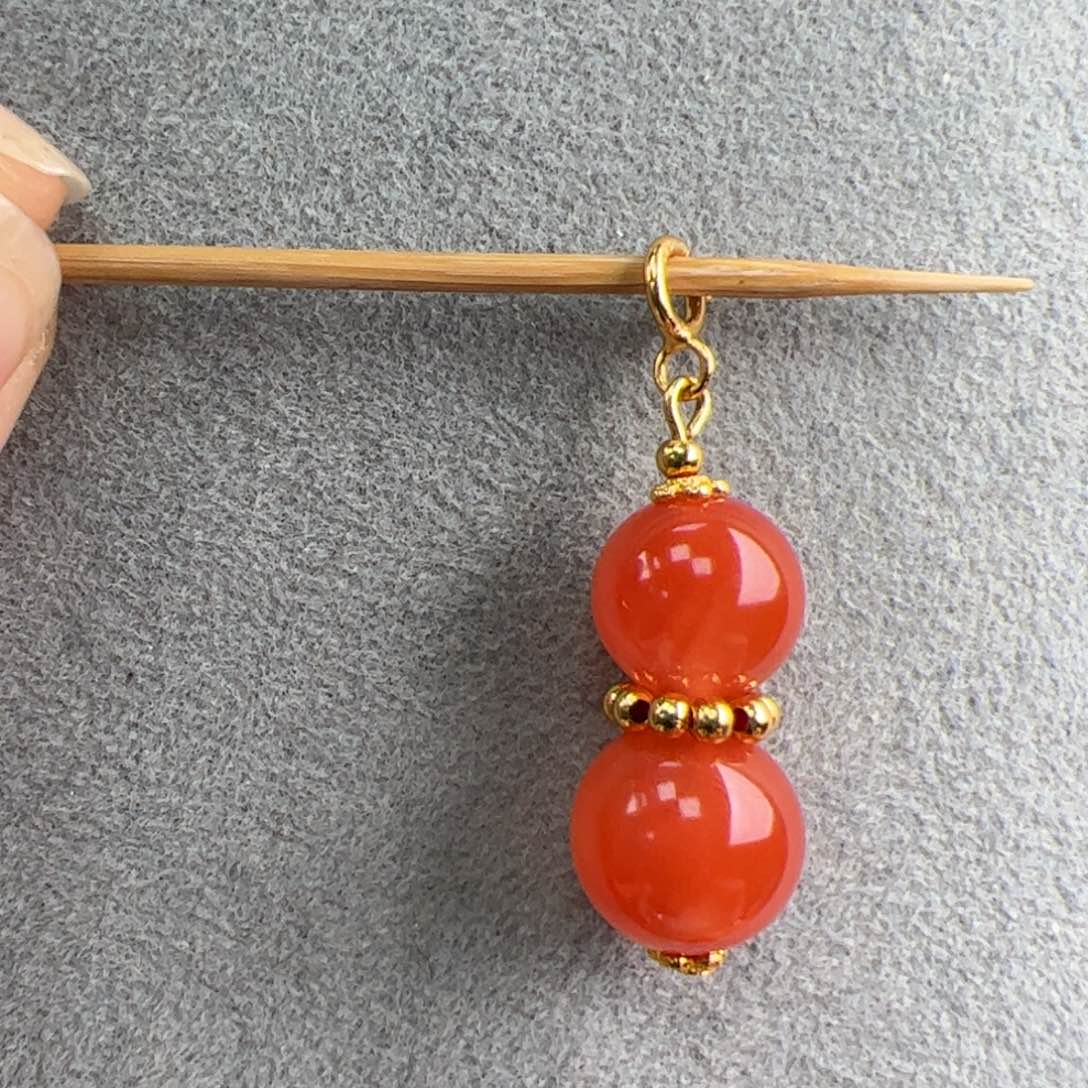 南红玛瑙（万能扣葫芦9-10）银S925镶嵌