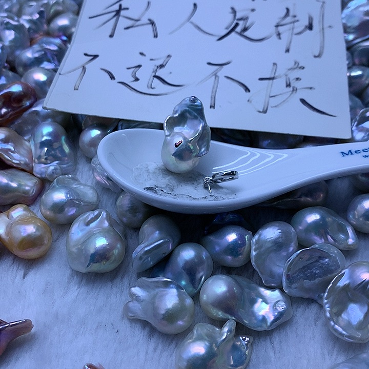 淡水珍珠耳饰银S925镶嵌小**～