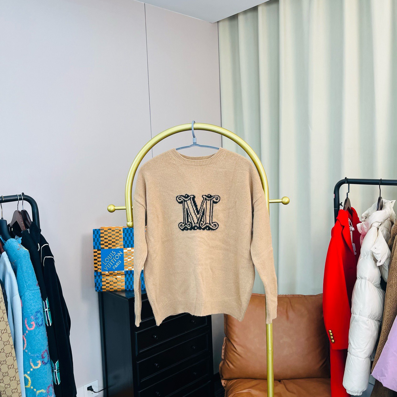 maxmara 棕色大logo毛衣 s码/99新 无配件