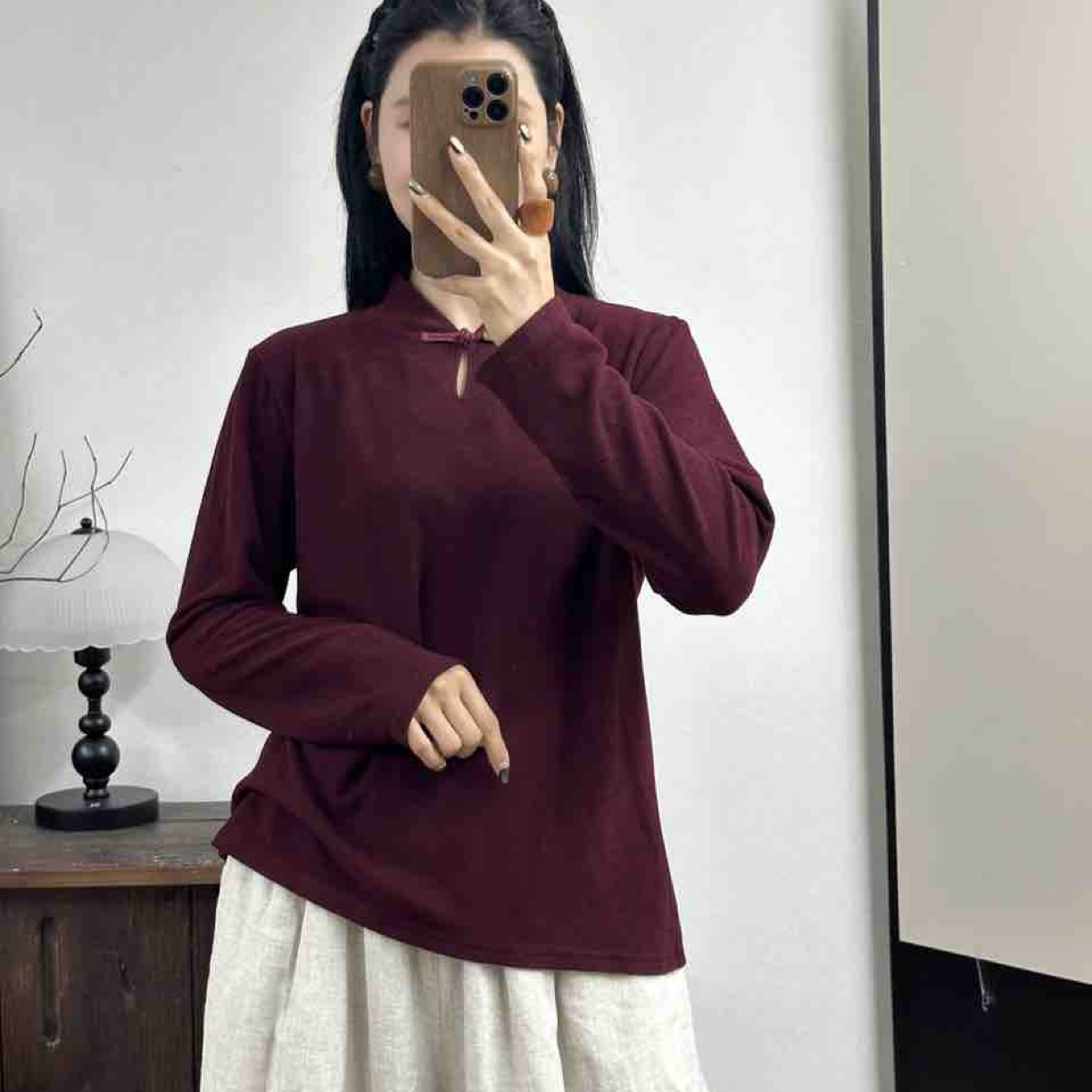 7276新中式复古盘扣加厚打底衫（衣长62胸围110）