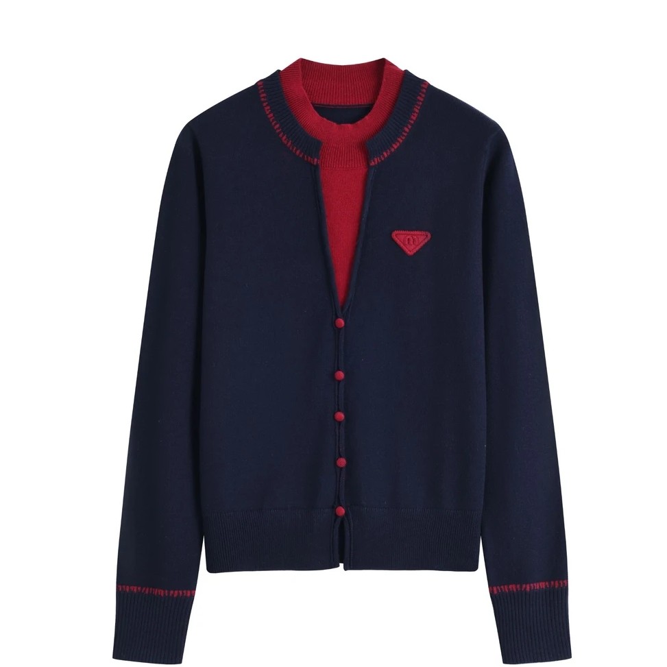 圆领时尚秋冬保暖长袖毛针织衫女双木耳边毛衣