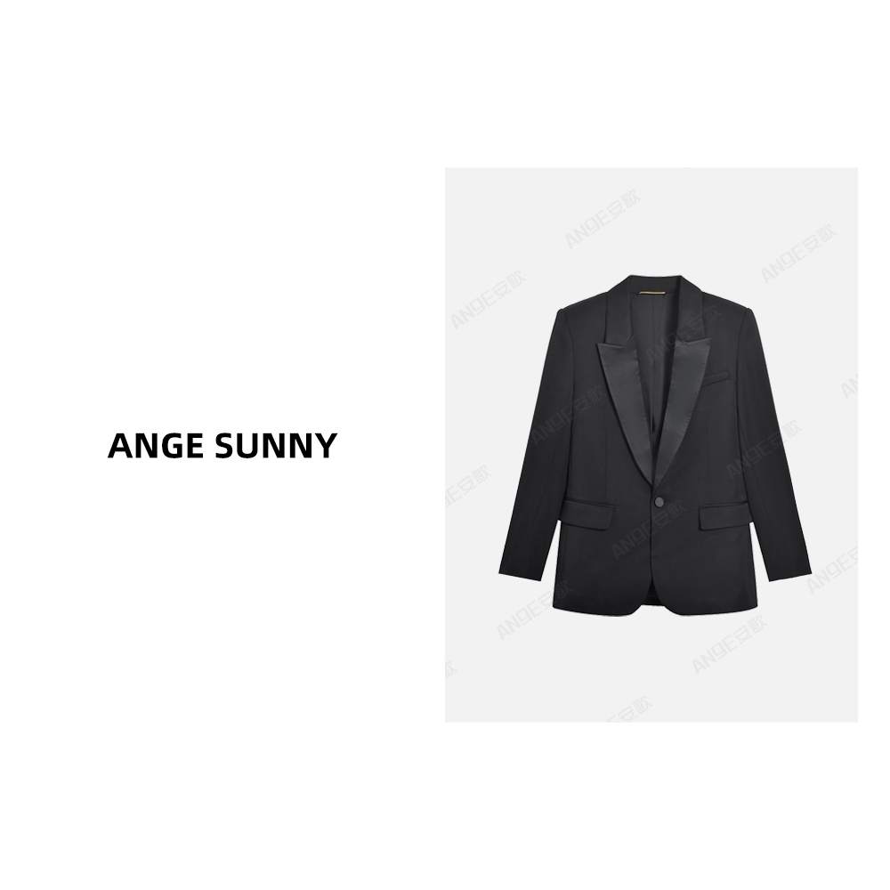 ANGE SUNNY【Rosé同款 一粒扣羊毛西装】罗兰戗驳领极简外套
