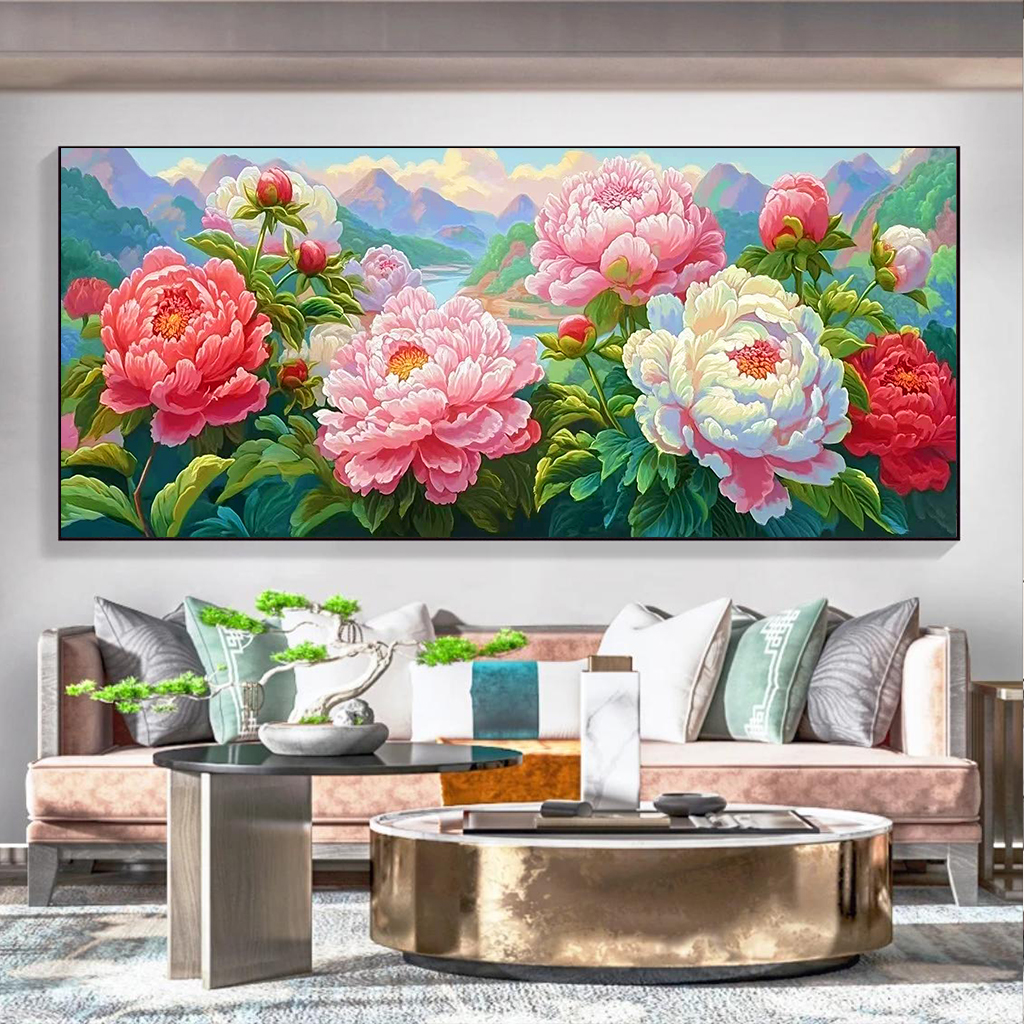 禧洋洋丽莎国色天香山水牡丹39色线绣手工客厅卧室爆款十字绣2025