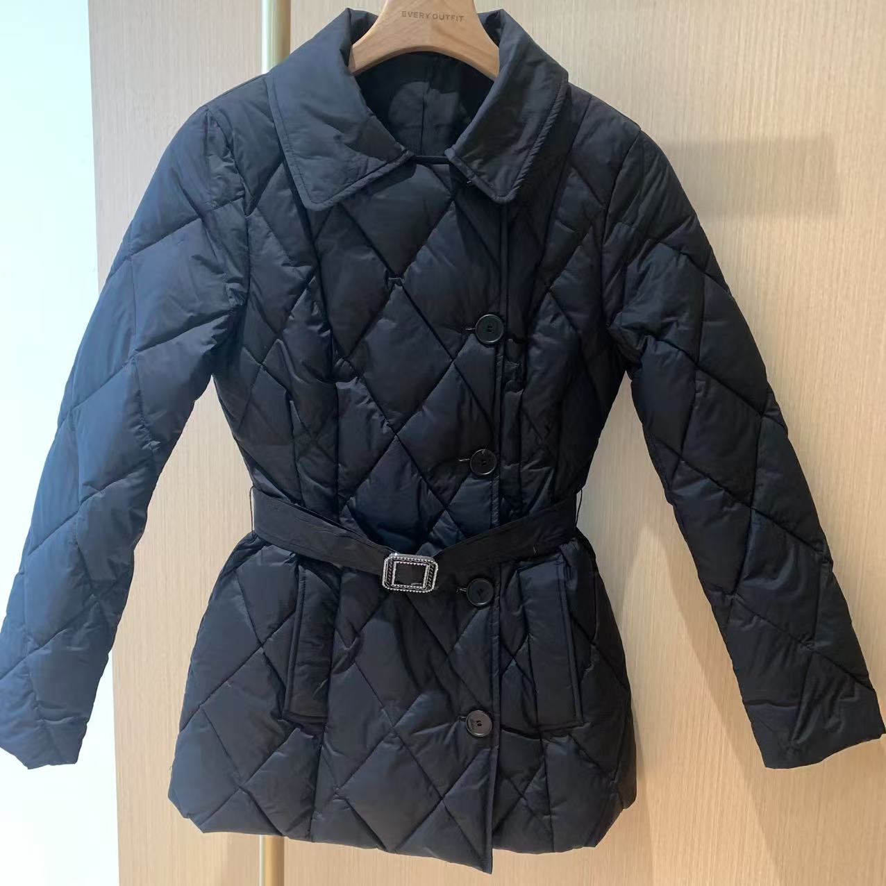 【伦格】新款巴宝*莉 翻领绗缝温控法式菱格纹英伦风气质