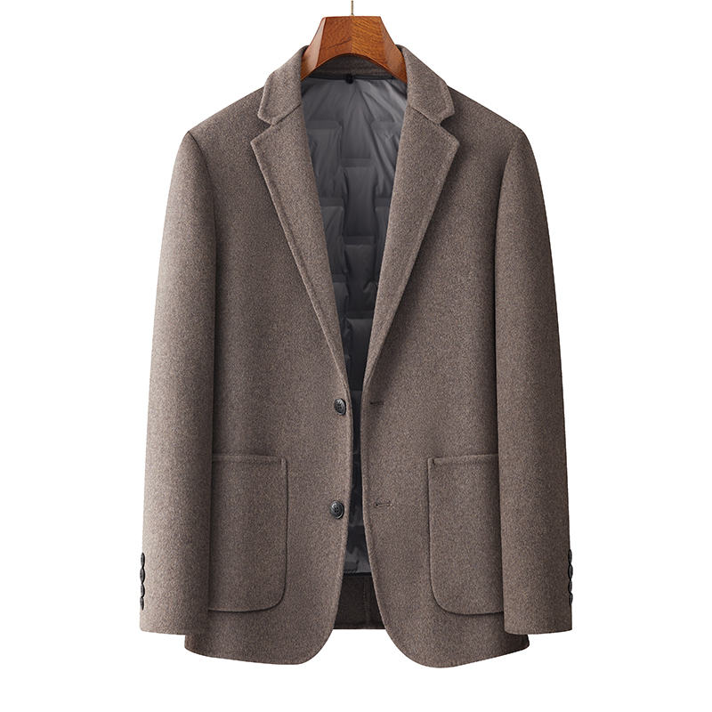 【双面羊毛羽绒西服】2025男士冬季爆款内胆可脱卸羽绒羊毛西服8802