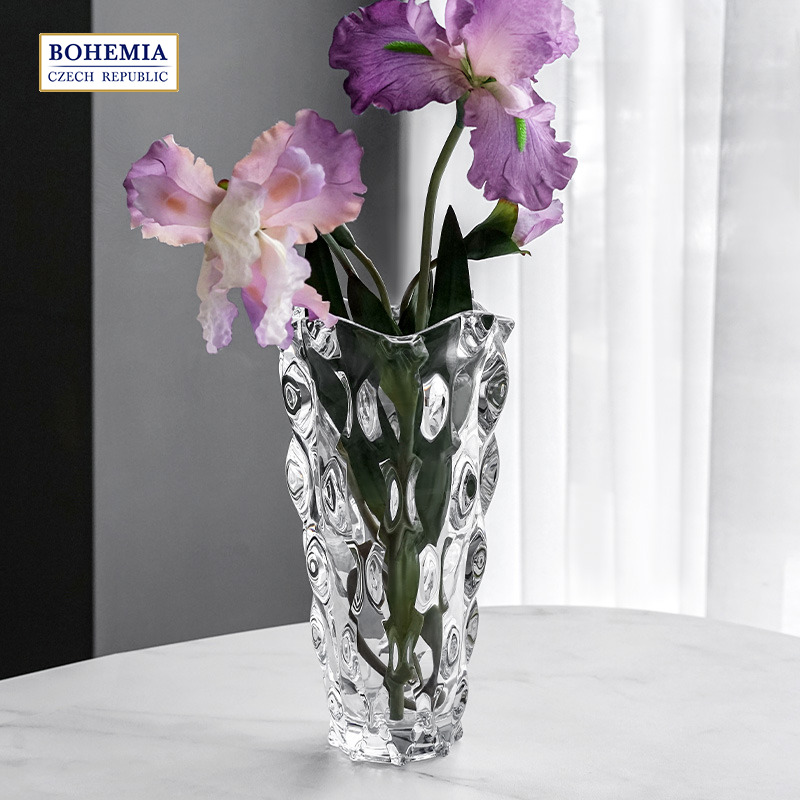 BOHEMIA捷克进口水晶玻璃花瓶家居插花欧式轻奢客厅茶几透明摆件
