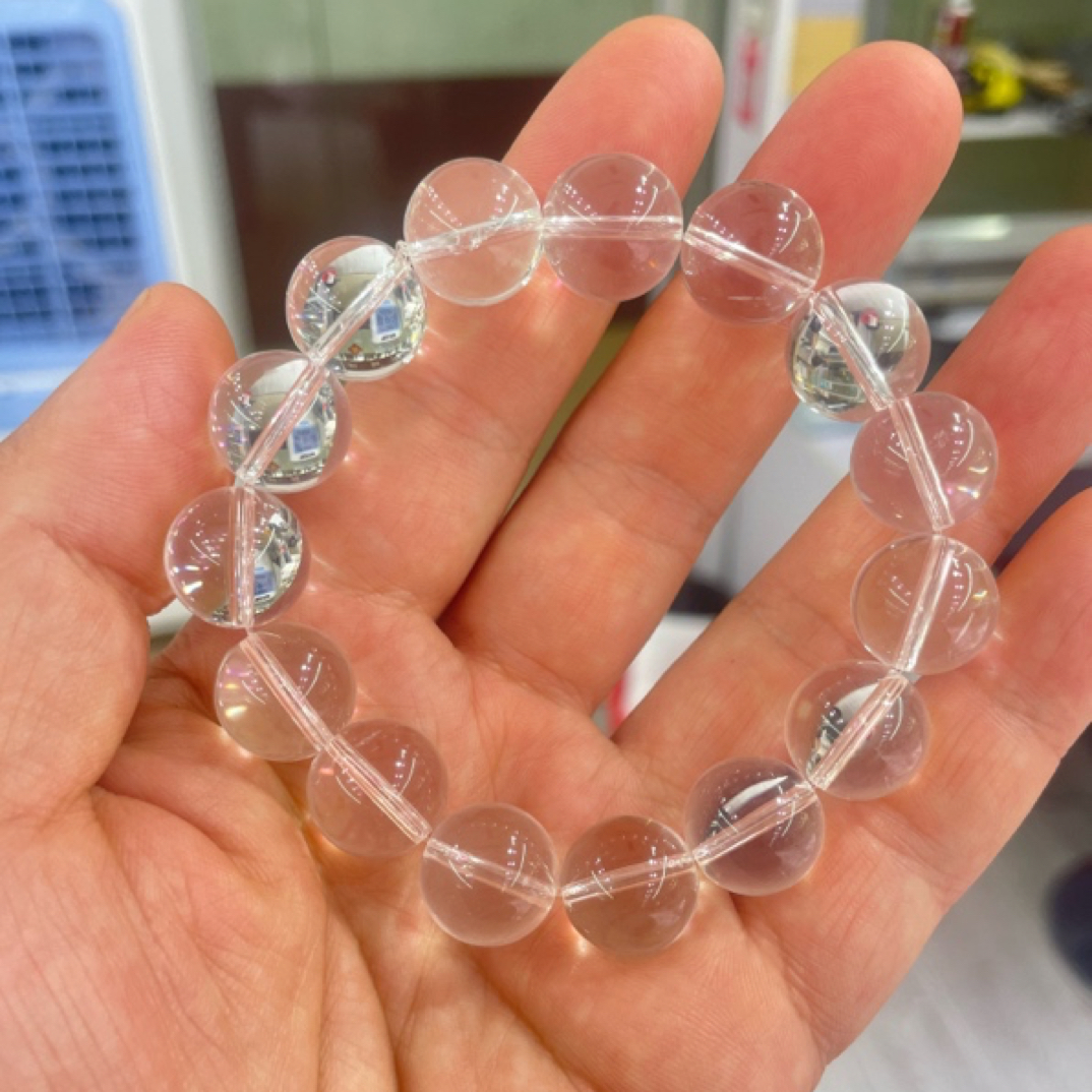 非金属仿水晶手链 14mm白水晶男女通用复古高颜值清冷感高净透亮