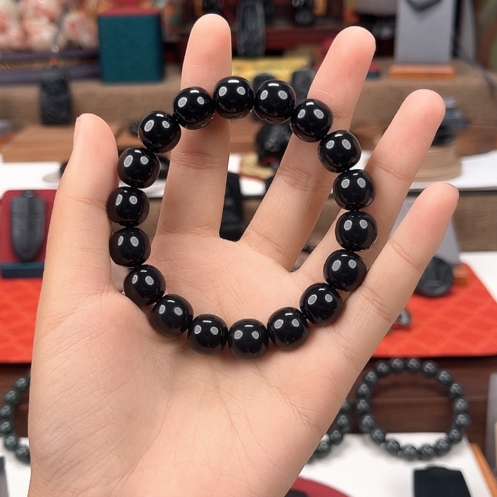 和田玉未镶嵌手串卡12精工老型珠羊脂级98墨