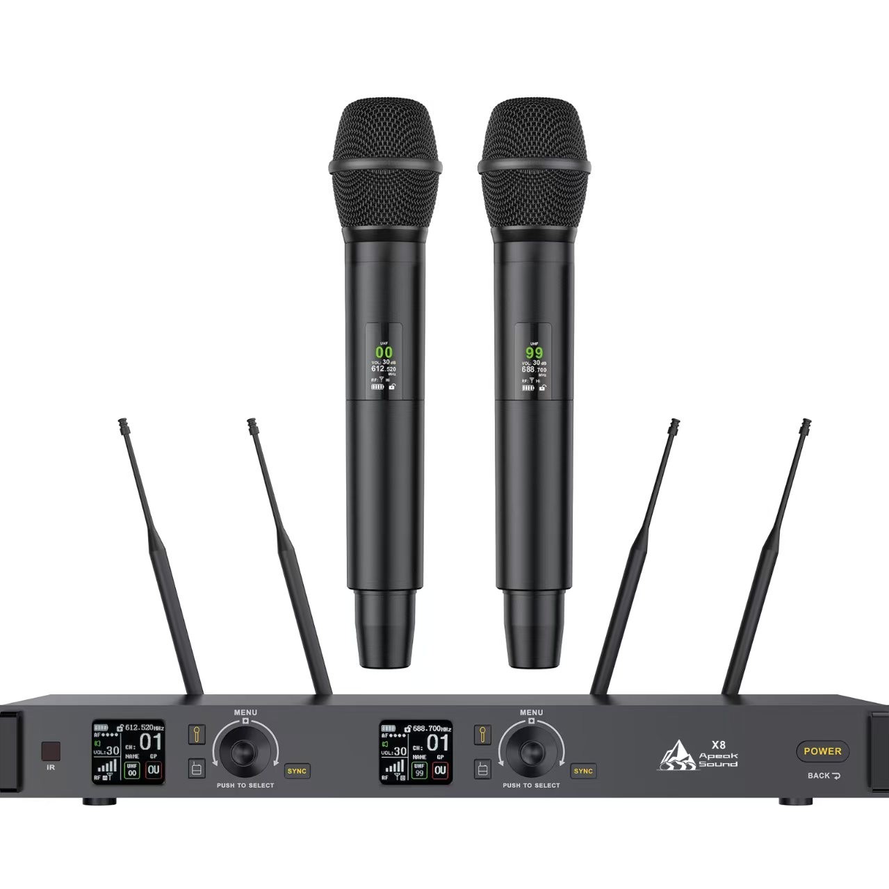 高品质真分集手持无线话筒，演出级别无线话筒