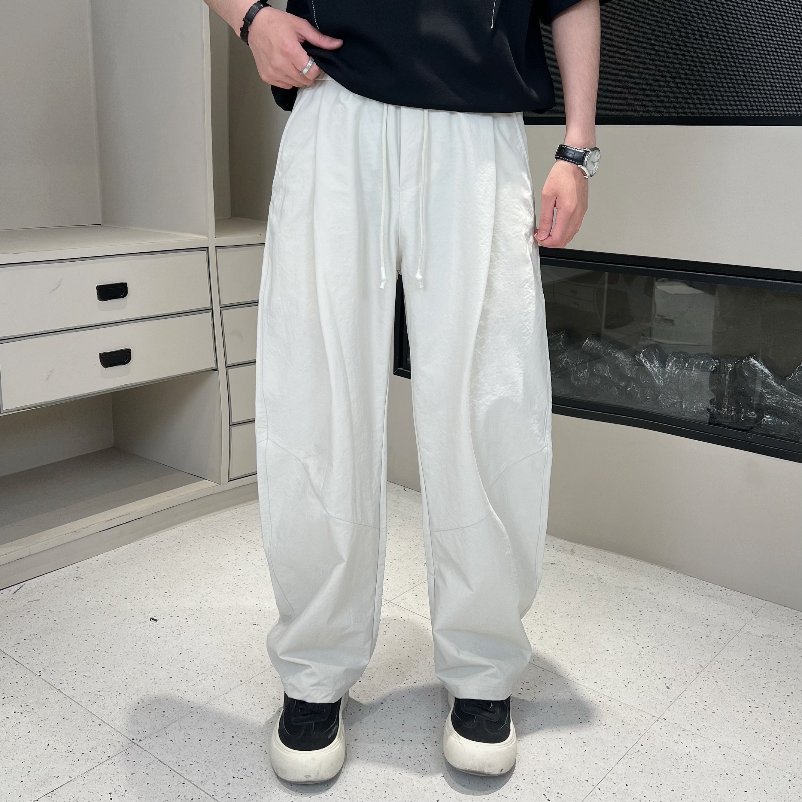 《亿抏男装》春夏季弯刀裤美式vibe高级感宽松休闲裤阔腿潮牌工装裤