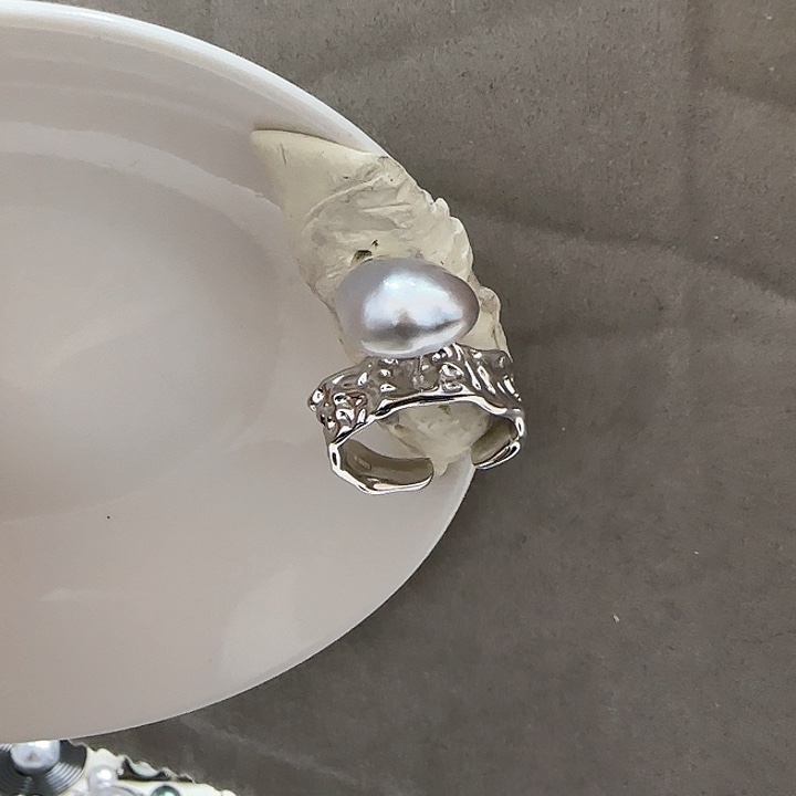 海水珍珠戒指银S925镶嵌外*人