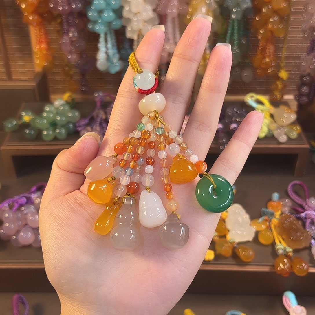 ****竹玛瑙/玉髓未镶嵌车挂福利款钥匙扣
