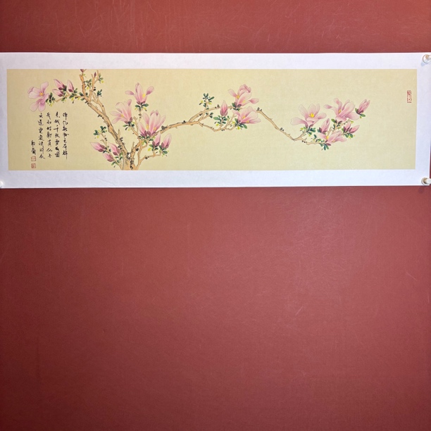 听兰老师纯手绘国画精品四尺对开玉兰拓裱画芯136:33