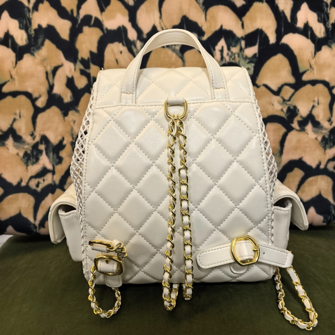 2025新款手工真皮女包 双肩镂空 白 1143