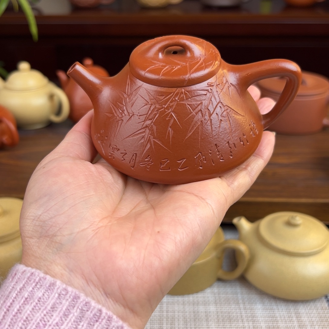 紫砂茶壶朱泥子冶石瓢全手150cc