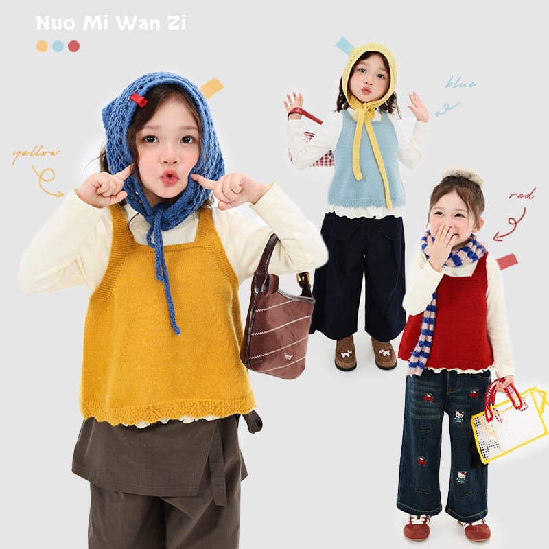 【现货】儿童韩版百搭净版纯色毛衣背心（秋款）WZJ-53002