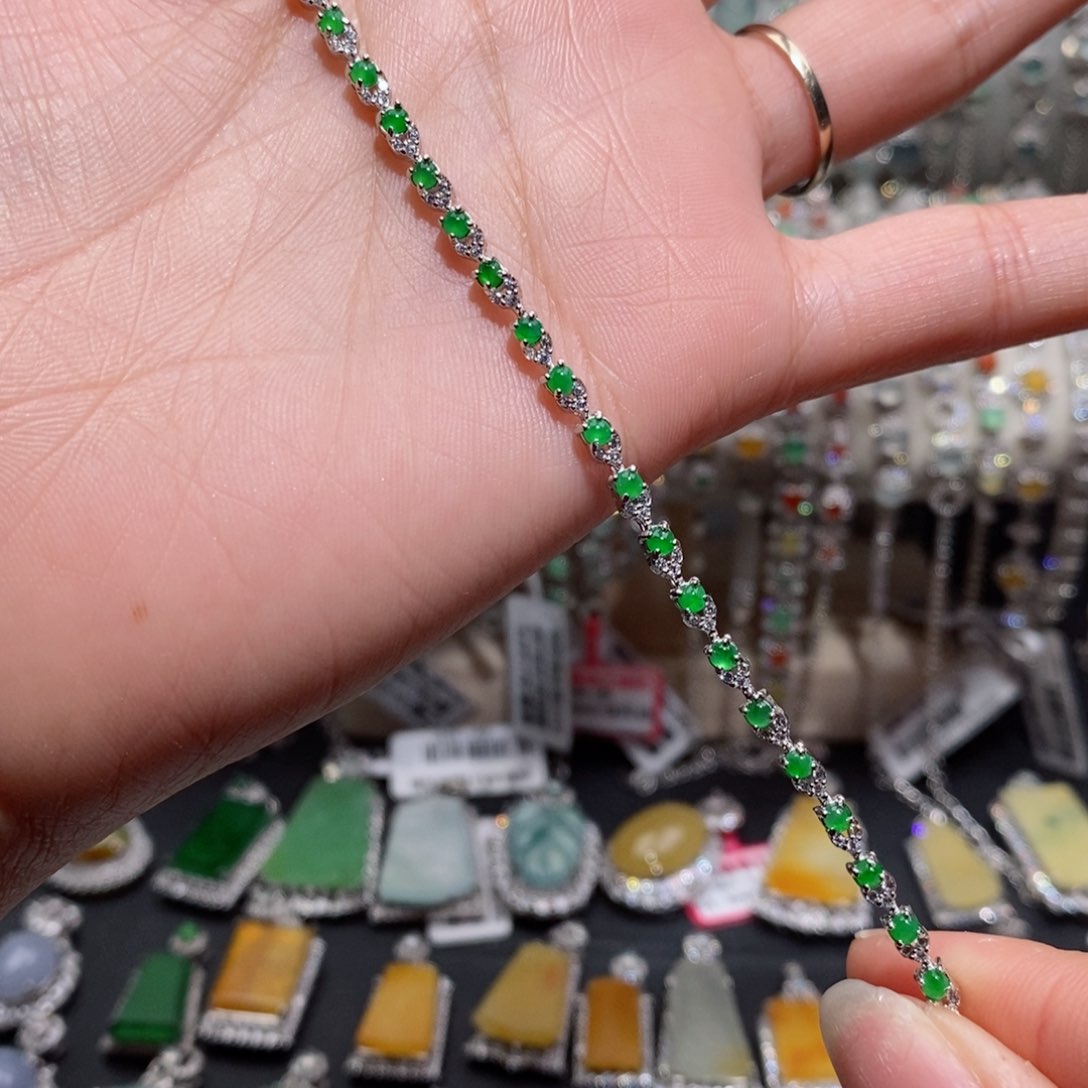 翡翠手链银S925镶嵌c c c c